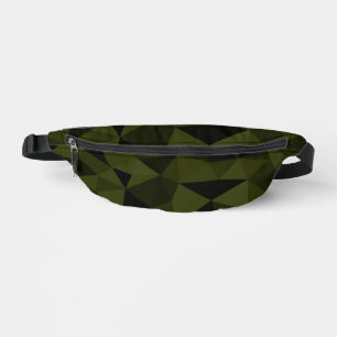 Dark army green black geometric mesh pattern cool  fanny pack