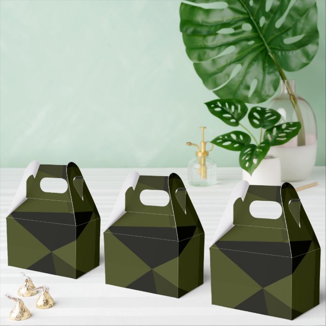 Dark army green black geometric mesh pattern cool  favor box (Multiple)