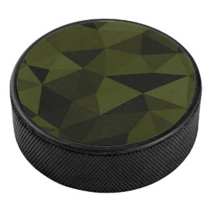 Dark army green black geometric mesh pattern cool  hockey puck