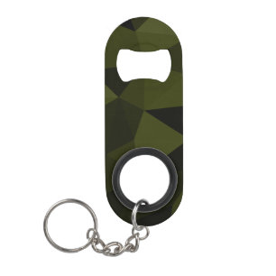 Dark army green black geometric mesh pattern cool  keychain bottle opener
