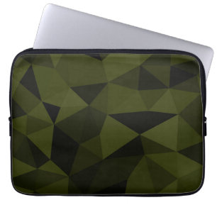 Dark army green black geometric mesh pattern cool  laptop sleeve