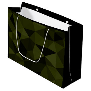 Dark army green black geometric mesh pattern cool  large gift bag