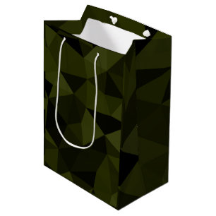 Dark army green black geometric mesh pattern cool  medium gift bag