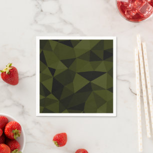 Dark army green black geometric mesh pattern cool napkin
