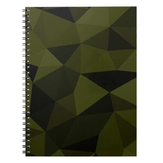 Dark army green black geometric mesh pattern cool  notebook (Front)