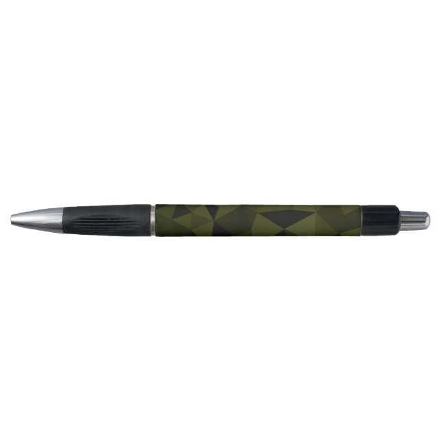 Dark army green black geometric mesh pattern cool  pen (Front)