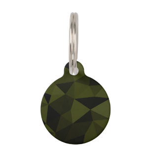 Dark army green black geometric mesh pattern cool  pet tag