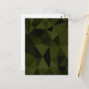 Dark army green black geometric mesh pattern cool  postcard