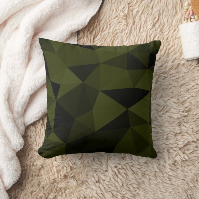 Dark army green black geometric mesh pattern cool  throw pillow (Blanket)