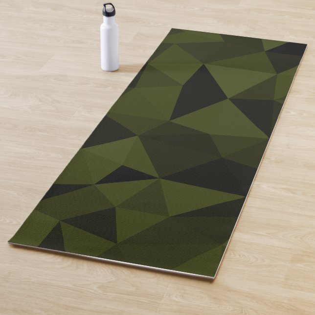 Dark army green black geometric mesh pattern cool  yoga mat (In Situ)