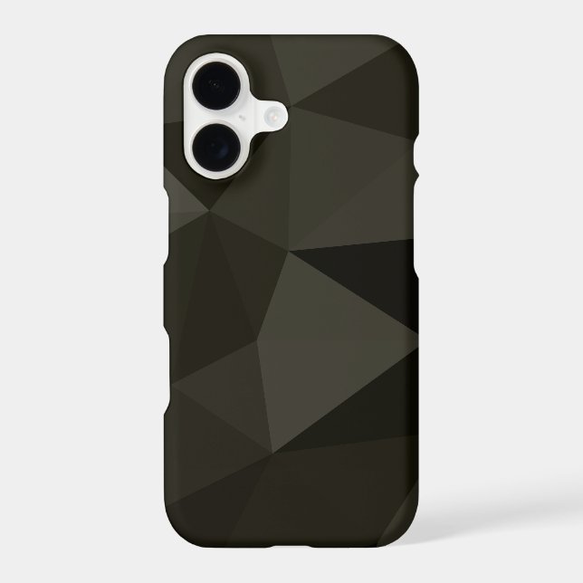 Dark army grey brown black geometric mesh pattern iPhone case (Back)
