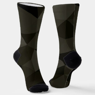 Dark army grey brown black geometric mesh pattern socks