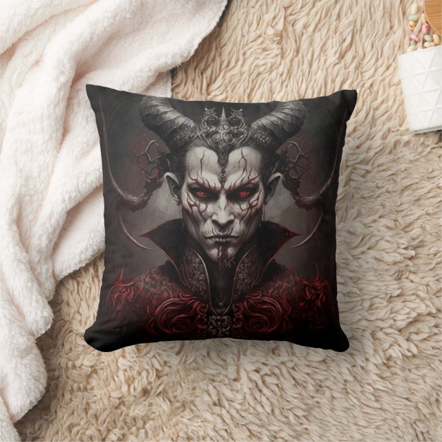 Dark Art Angry Devil Motif  Throw Pillow (Blanket)