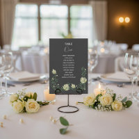 Dark Art deco flowers Table Number Seating Chart