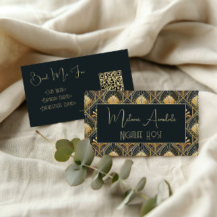 Dark Art Deco QR Code Business Card