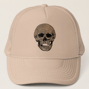 Dark Art Gothic Cranium Vector Illustration Brown Trucker Hat