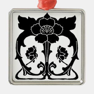 Dark Art Nouveau Flower Metal Ornament