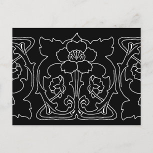 Dark Art Nouveau Flower Motif Postcard