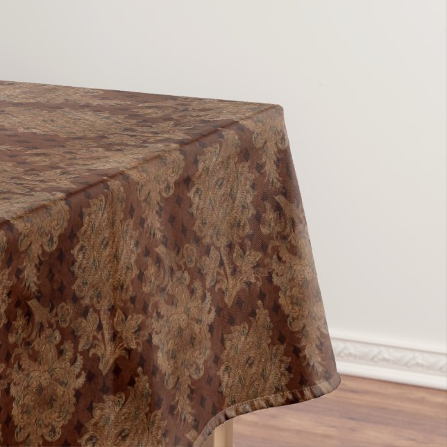 Dark Autumn Damask Tablecloth (In Situ)