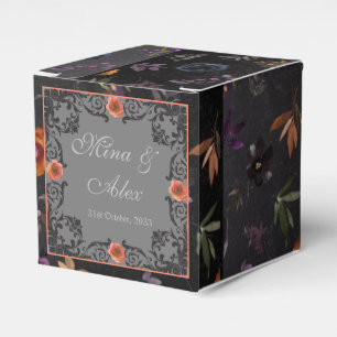 Dark Autumn Floral Personalized Wedding  Favor Box