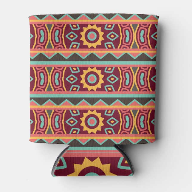 Dark Background: Ethnic Aztec Seamless Can Cooler (Front)