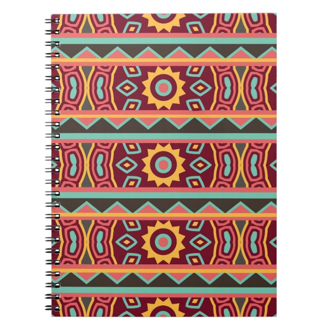 Dark Background: Ethnic Aztec Seamless Notebook (Front)