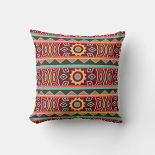 Dark Background: Ethnic Aztec Seamless Throw Pillow