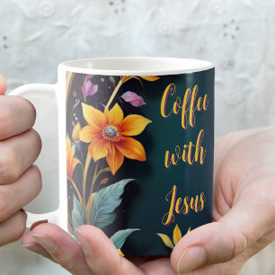 Dark Background Floral Customizable Faith Based C Coffee Mug