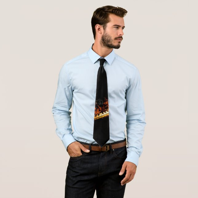 Dark Background w/Piano Keyboard in Flames Tie (In Situ)