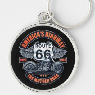 Dark Basic theme Route 66 Motorcycles Keychain
