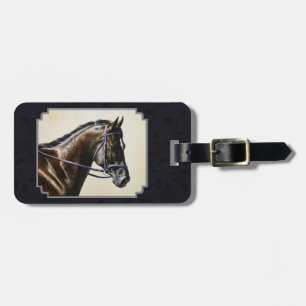 Dark Bay Dressage Horse Blue-black Luggage Tag