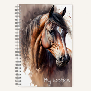 Dark Bay Horse Watercolor College Ruled Notebook