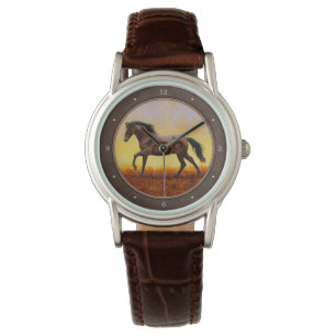 Dark Bay Running Horse Taupe Watch