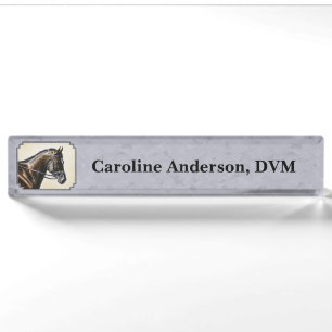 Dark Bay Sport Horse Grey Nameplate