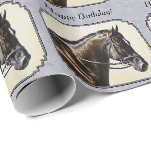 Dark Bay Sport Horse Grey Wrapping Paper
