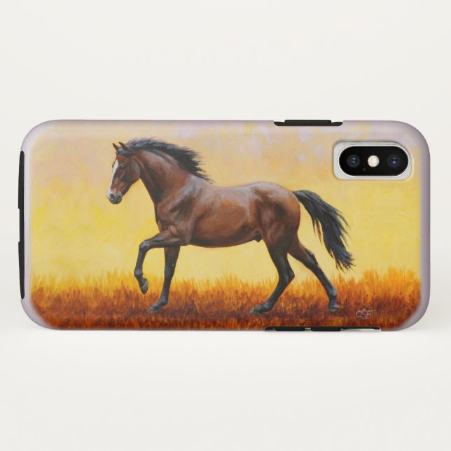 Dark Bay Stallion Horse Galloping Case-Mate iPhone Case (Back (Horizontal))