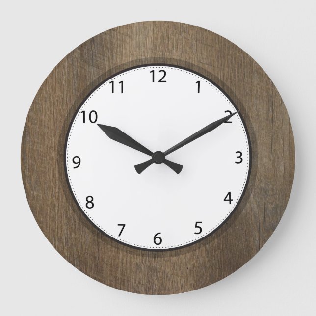 Dark Beach Wood Black Numbers Large Clock (Front)
