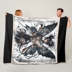 Dark Beauty Gothic Asian Fairy Tattoos & Whip Fleece Blanket