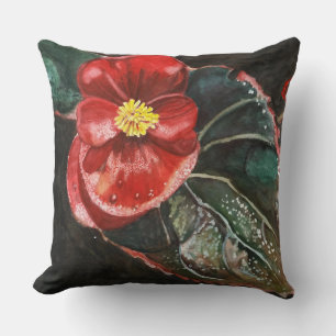 Dark Begonia in Watercolor Throw Pillow