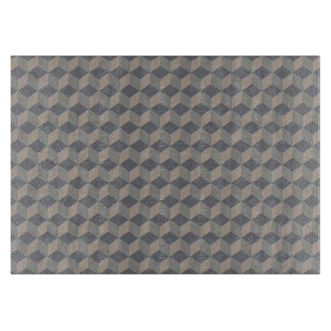 Dark Beige 3D cubes cascading Cutting Board (Front)