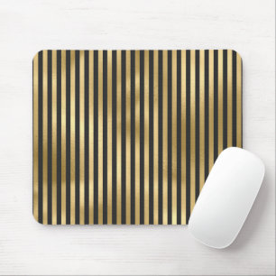 Dark Beige Glam Vertical Lines Geometric Stripes Mouse Pad