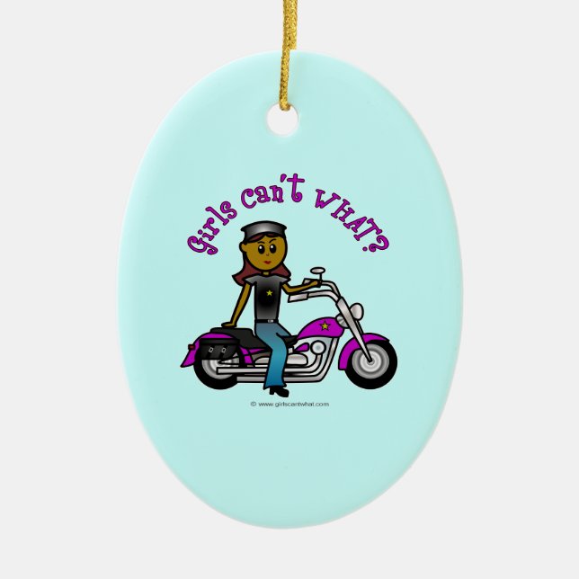 Dark Biker Girl Ceramic Ornament (Front)