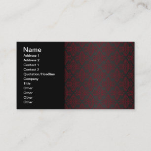 Dark Black and Red Damask Business Card
