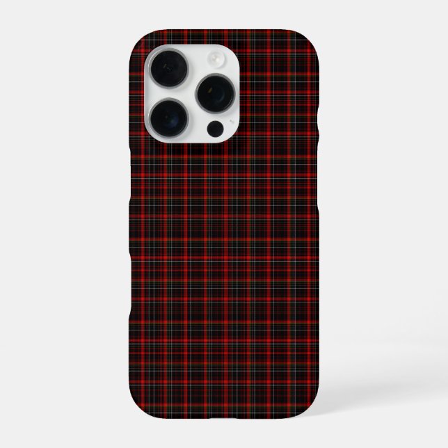  Dark Black and Red Traditional Christmas Tartan iPhone Case (Back)