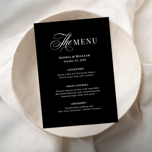 Dark Black and White Wedding | Classic Luxe Menu (Creator Uploaded)