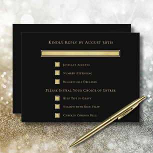 Dark Black Background Gold Menu Selection Card