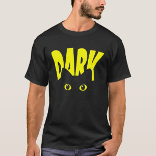 Dark Black Cat with Big Eyes Cool Cat Dad Mom Cat T-Shirt