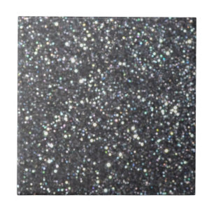 Dark Black Glitter Sparkles Tile