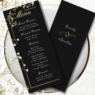 Dark Black Gold Frame White Minimal Elegant Menu