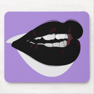 Dark Black Lipstick Lips Mouse Pad